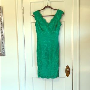 Tadashi Shoji lace sheath V-neck dress